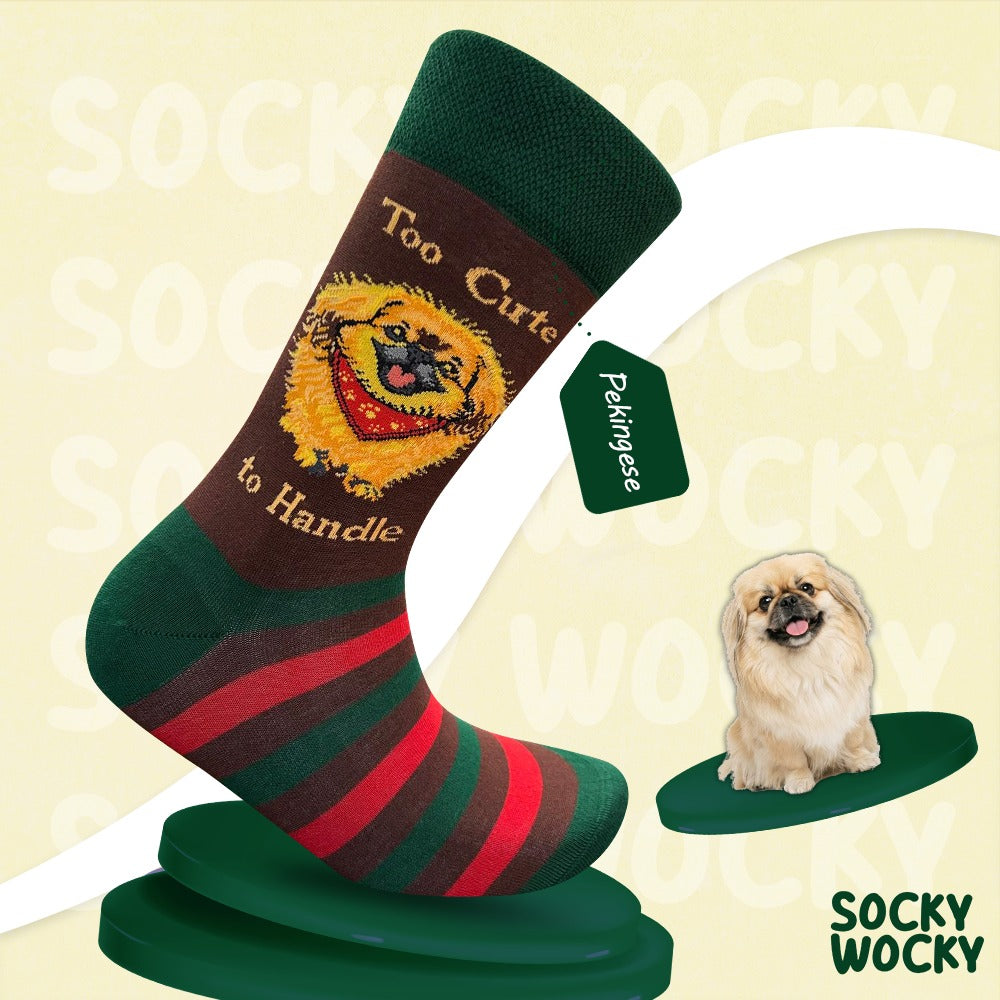 Pekingese Dog Breed Socks Detailed Illustration
